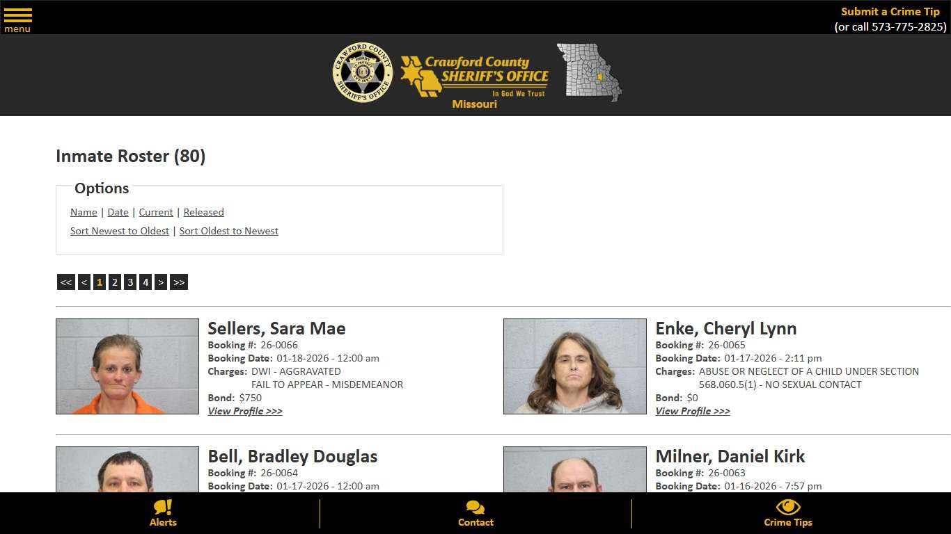 Inmate Roster - Current Inmates Booking Date Descending - Crawford County Sheriff MO