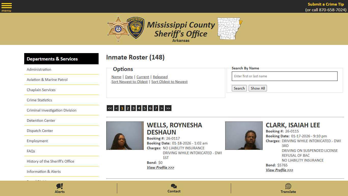 Inmate Roster - Current Inmates Booking Date Descending - Mississippi County AR Sheriff