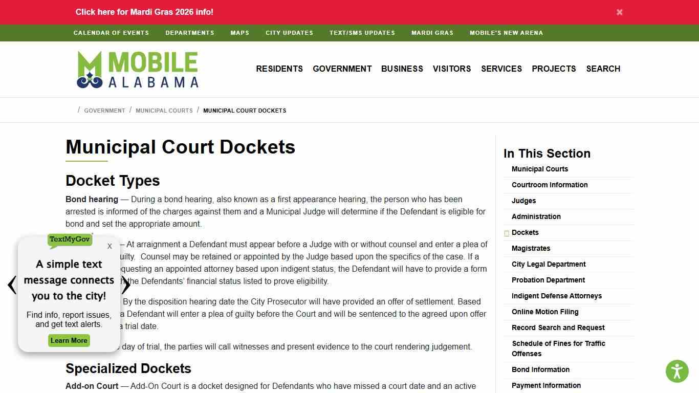 Municipal Court Docket : City of Mobile